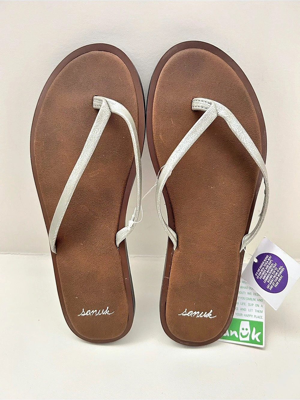 Sanuk Yoga Mat II Metallic Women's Silver & Brown Sandals women’s Size US 5